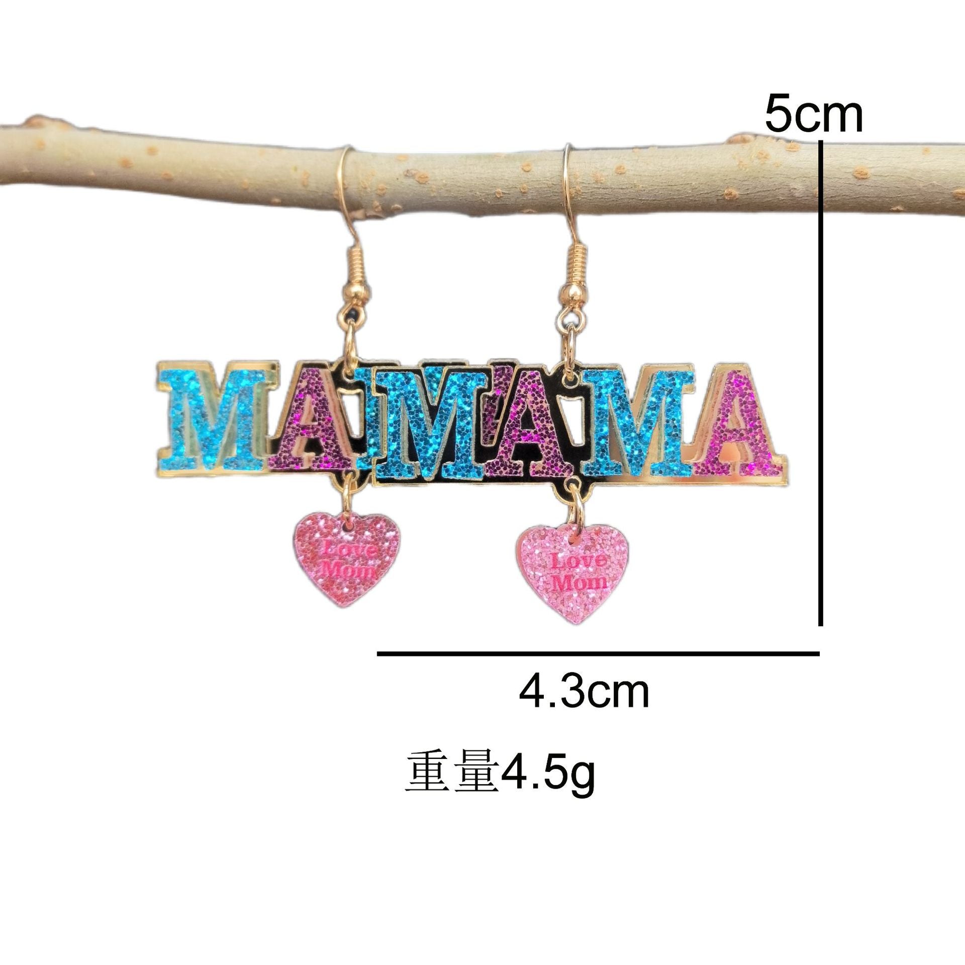 Wholesale  2PCS/Pack Mothers Day Mosaic Acrylic MOM MAMA Letter Love Earrings Holiday Gift Earrings